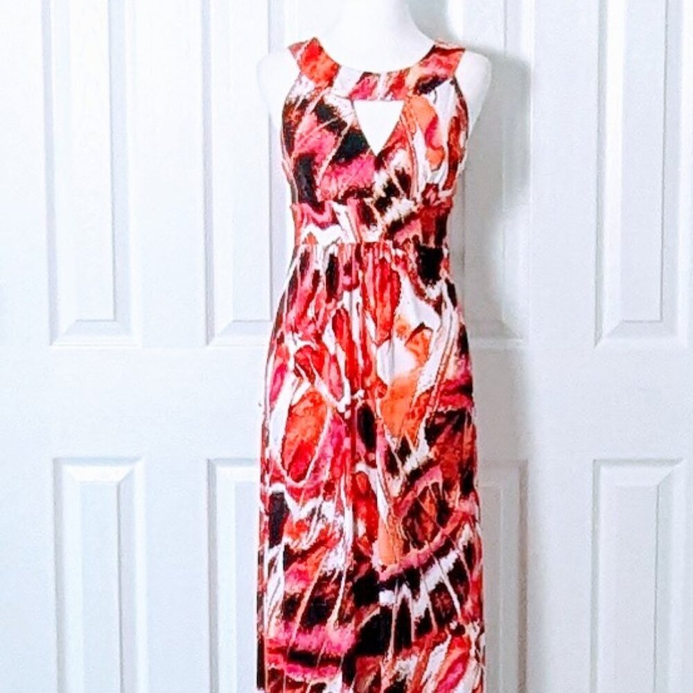BISOU BISOU Women's Cut Out Bodice Maxi Dress  Size 6  Multi Color Print